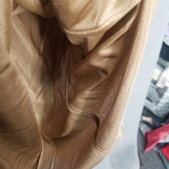 DAMIANOU Women's Made in the USA Gold Shimmer Lace Scalloped Blouse Top Size L - Picture 7 of 11